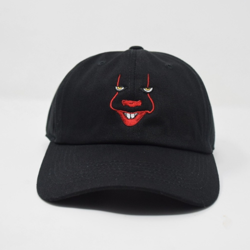 BLACK - Clown IT Halloween Embroidered 6 Panel Adjustable Baseball Dad Cap